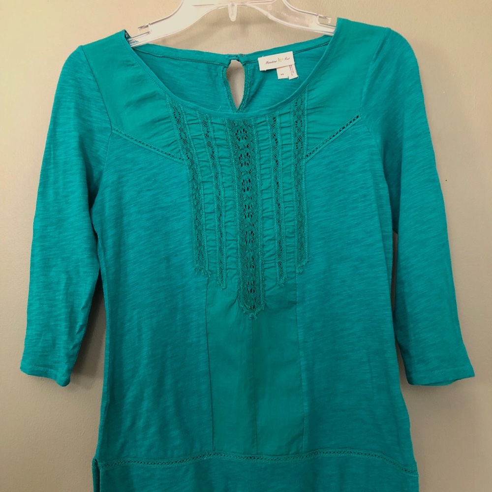 Anthropologie Meadow Rue Tuxedo Ruffle Tee